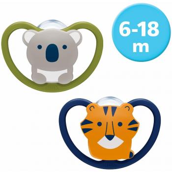 Chupete NUK Space de Silicona 6-18 meses Koala y Tigre (Pack de 2)