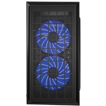 Caja ATX Midi-Tower Gembird Fornax 950B con 3 Ventiladores LED Azules, 2 USB 3.0 y Panel Lateral Acrílico, Color Negro