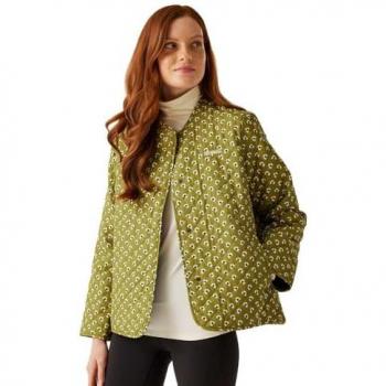 Regatta Orla Kiely Quilted Jacket Clover Olive, Size: 14