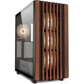 Caja Sharkoon REBEL C70G RGB Full Tower con diseño en negro y madera, incluye USB-C y 2 puertos USB 3.0 (sin fuente)