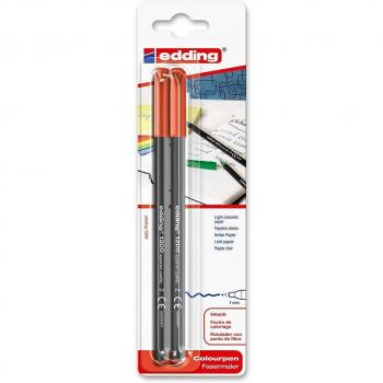 Blíster 2 Unidades Rotulador Edding 1200 Punta de Fibra 1mm Rojo