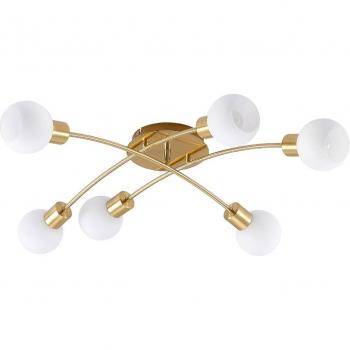 Plafón de techo Lindby Agmar, moderno, dorado, metal, 6 luces E14 para salón y comedor