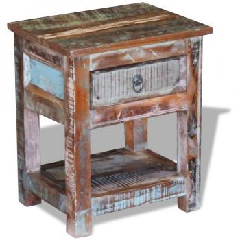vidaXL Side Table with 1 Drawer Solid Reclaimed Wood 43x33x51 cm