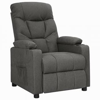 Sillón reclinable de tela gris oscuro Vidaxl