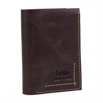 LOIS - 29018 Cartera Billetero Tarjetero hombre de piel genuina. 6 compartimentos tarjetas y documentación 1 para billetes, Color Marron oscuro