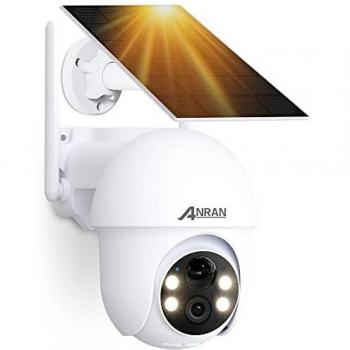 ANRAN 5MP Cámara Vigilancia WiFi Exterior Solar, Batería Recargable, 4 Lumières Blanches, Visión