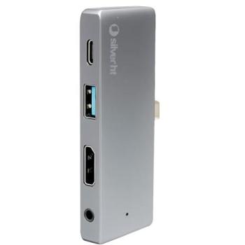 Hub 3 en 1 SilverHT Logan Go 4K USB-C a USB-C PD 100W + HDMI + USB-A + Jack 3,5mm