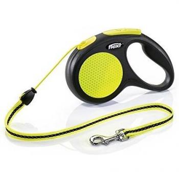 TRIXIE flexi New CLASSIC Neon, Cuerda enrollable, M: 5 m, Negro-Neón, Perro