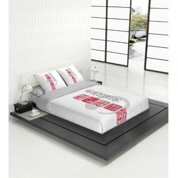 TSUKI Juego Funda Nórdica SAKURU cama Zen Chillout Blanco/gris/rojo