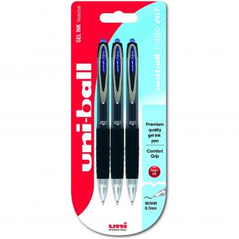 uni-ball Signo 207 RT UMN-207 Rollerball Pen - azul, Paquete de 3