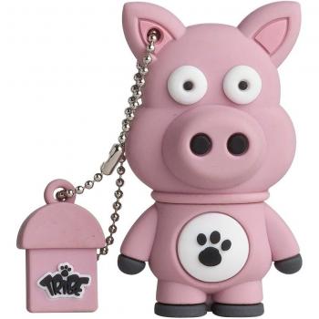 Tribe Animals The Originals Pendrive - Memoria USB Flash Drive 2.0, de goma, de 8 GB con llavero, diseño Ennio el Cochinillo