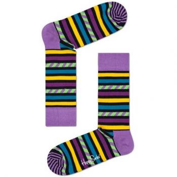 Happy Socks - Medias de fútbol - para hombre multicolor Stripes & Stripes Purple