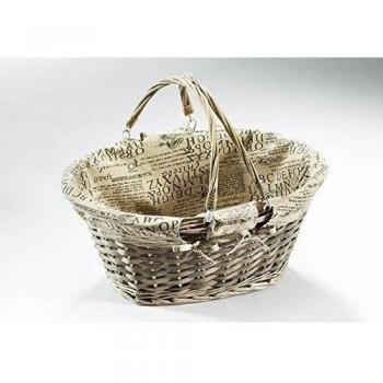 Shopping basket storage basket with folding handle, 37x45x19 cm, Wood, Grey