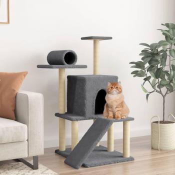 Rascador para Gatos con Árbol de Sisal Gris Oscuro 110,5 cm