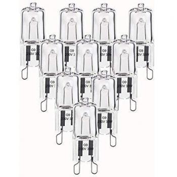 Dehobo 10 x Bombilla Halogena G9 33W Blanco Cálido, G9 Halogena Transparente 480LM 230V Regulable