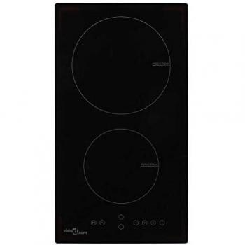 vidaXL Placa Vitrocerámica de Inducción con 2 Quemadores Táctil Cocina Accesorios Electrodomésticos Comedor Vidrio Resistente al Calor Segura 3500W