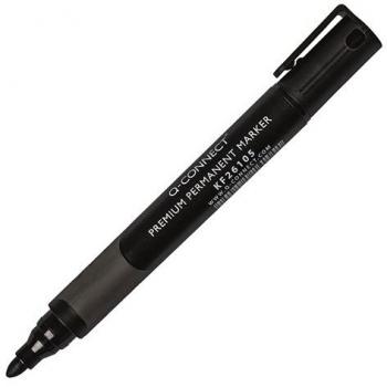 Q-Connect Premium Permanent Marker Bullet Tip Black Pack of 10 - KF26105