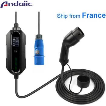 Cargador Rápido Portátil para Coche Eléctrico 7kW Tipo 1 y Tipo 2, Uso Doméstico, Conector CEE 32A