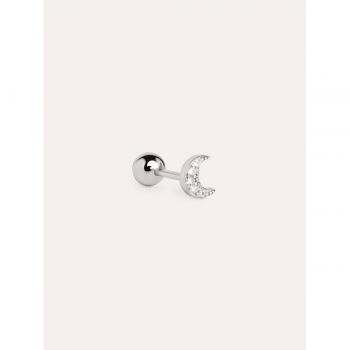 Pendiente Suelto Mini Moon Spark de Plata de Ley 925 con Circonitas y Baño en Rodio