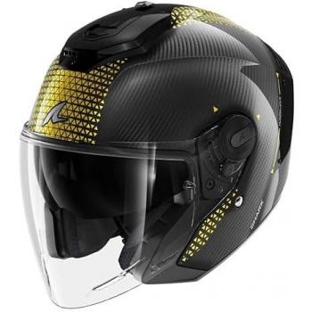 Shark RS Jet Carbon Ikonik Casco Jet - Negro Oro, Casco Jet, material de carbono, diseño Ikonik, colores negro y dorado