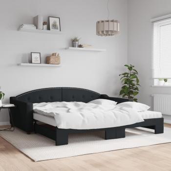 Sofá cama nido extraíble con colchones de tela negra 100x200 cm