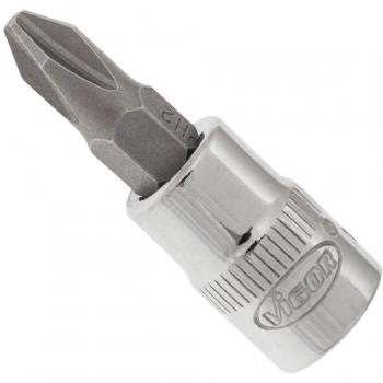 Llave de vaso Vigor V2437N, 1/4 con cabeza PH2