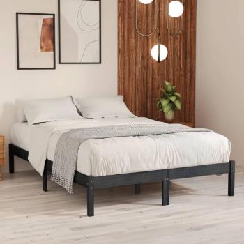 Cama de pino de madera gris 200x200 cm con estructura de cama de madera maciza