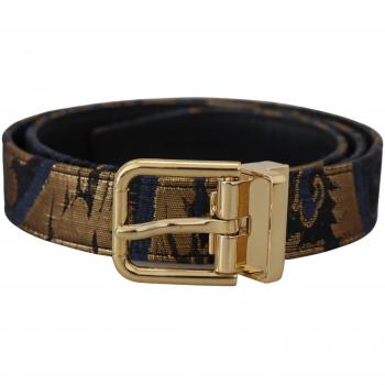 Dolce & Gabbana Multicolor Jacquard Leather Logo Buckle Belt - 75 cm / 30 Inches