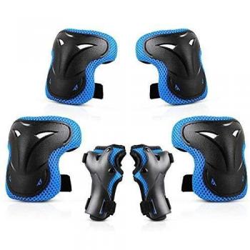 WayEee Protecciones de Patinaje para Niños Rodilleras Patinaje Ciclismo Bicicleta Monopatín Juegos de Protecciones Ajustables Infantiles para Deportes 6 pcs