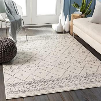 Alfombra Surya LIMA Étnica Boho Corto Pelo 120x170 cm Blanco y Gris