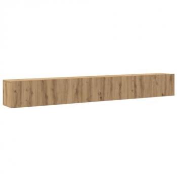 Conjunto de Mueble para TV de Pared - 3 Piezas en Madera Compuesta de Roble Artesanal
