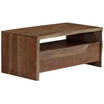 vidaXL Acacia Mesa Centro Madera Borde Irregular Gris 90x50x40 cm Mesita Salón