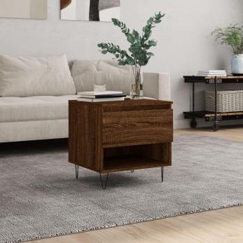 Mesa de centro de madera de ingeniería 50x46x50 cm en color blanco, negro y blanco brillante, ideal para salón o comedor, también conocida como mesita auxiliar o mesa de café