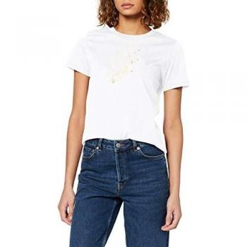 NIKE W NSW tee Stmt Shine Long Sleeve Top, Mujer, White/Metallic Gold, XL