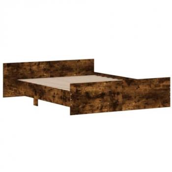 Estructura de cama con cabecero y piecero en roble ahumado 140x200cm