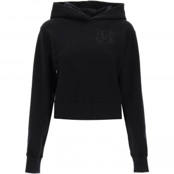 Palm Angels Women's Logo Cotton Hoodie in Black | Size Medium | PWBB069R24FLE002