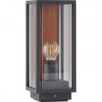Baliza de exterior Lucande Elwin, angular, aluminio, 35 cm, moderna, color negro, 1 lámpara E27