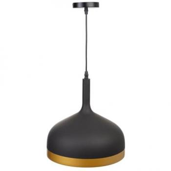 Lámpara de Techo Metal Negra 30x30x35 con Detalles Dorados
