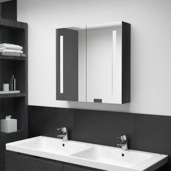 Shining Black LED Bathroom Mirror Cabinet 24.4x5.5x23.6