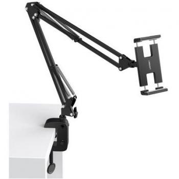 Soporte Universal para Tableta UGREEN, flexible, color negro, compatible con diversas marcas y tamaños de tabletas, diseño ajustable para diferentes ángulos de visión, base antideslizante para mayor estabilidad