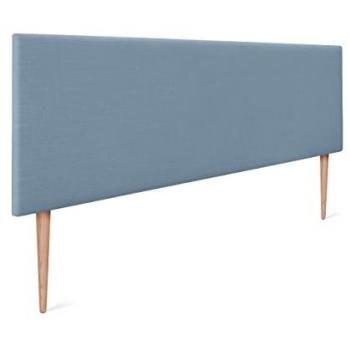 Cabecero de Lino Natural Liso Tapizado para Cama en Dormitorio Moderno (Azul, 150x105cm con Patas)