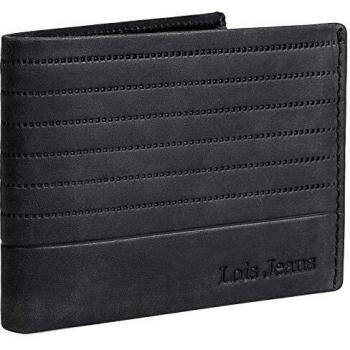 Lois - Carteras para Hombre Piel - Cartera Hombre Marca Lois - Billeteras para Hombre con Compartimento para Tarjetas - Monedero Hombre Piel Autentica con Cremallera - Cartera Tarjetero Hombre, Negro