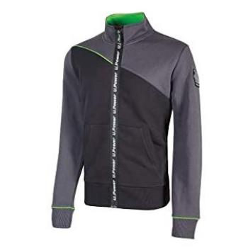 U-Power Sudadera de Trabajo Uranus con Cremallera Central, 70% Algodón/30% Poliéster, Gris Oscuro, Tamaño M