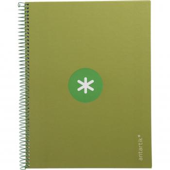 Cuaderno espiral Liderpapel Antartik A4 microperforado tapa forrada 80 hojas 90 g/m² cuadrícula de 5mm con margen banda de color verde 4