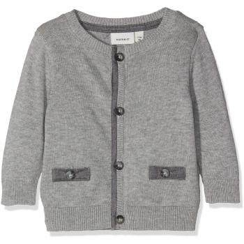 NAME IT Nbmrister Ls Knit Card, chaqueta punto Bebé-Niños, Gris