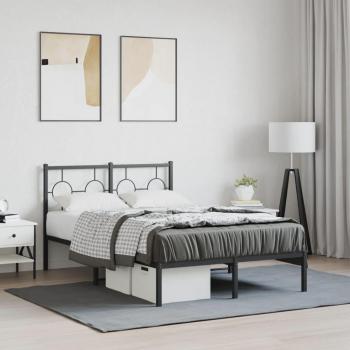Cama con cabecera de metal negro 120x200 cm Vidaxl
