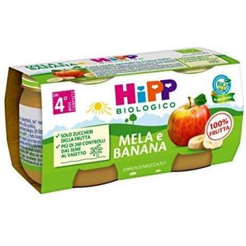 HiPP Omogeneizzato Biologico di Mela e Banana dai 4+ Mesi, 2 x 80g