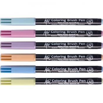 Set de 6 Marcadores Pincel Koi para Colorear - Tonos Tierra SAKURA