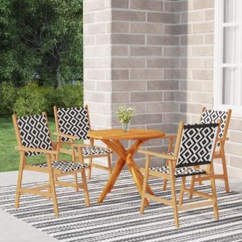 Juego de comedor de jardín 5 piezas de madera maciza de acacia