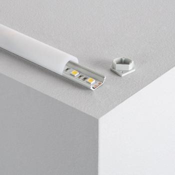 Perfil de Aluminio Esquina 1m con Tapa Circular Traslúcida para Tiras LED hasta 10 mm